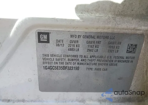 2013 Buick Lacrosse Leather Group z USA, uszkodzony, nr VIN 1G4GC5E35DF323190